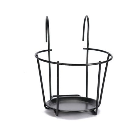 Rund balkong blomsterställ, metall blomkruka ram staket, hängande blomkruka räcke staket