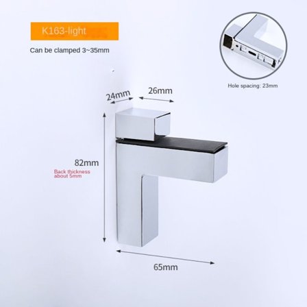 Glasshylleklemme Glasshyllestøtte BRIGHT 2 BRIGHT_ma
