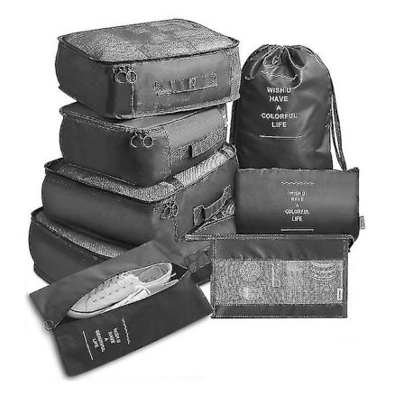 8 stk. Reiseorganisator Oppbevaringsposer Klær Sko Ryddig Pose Vanntett Bærbar Koffert Pakkeveske