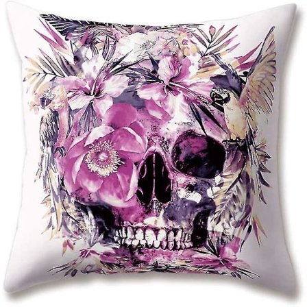 Myk Plussj Fløyel Svart og Hvit Kunst Pute Skalle Blomst Tåke Maleri 18 X 18/45 X 45 Cm Kast Myk Plussj Fløyel Pute For Hjemmet