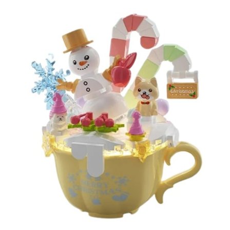 Kreativ jul träd tårta snögubbe pepparkakor hus gåva förpackningar modell byggnad klossar gör-det-själv tegelstenar