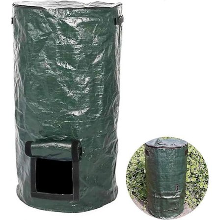 Trädgårdsavfallspåse med lock, 60 L / 80 L Trädgårdsavfallssäck Kompostpåse Köksavfall Fermenteringsavfall Uppsamlingssäck för löv (45 X 80 cm)