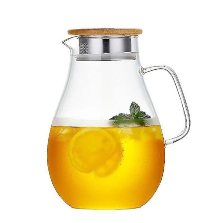 Borosilikat Glas Tekande med Infuser, Varmebestandig, 1500ml Stål