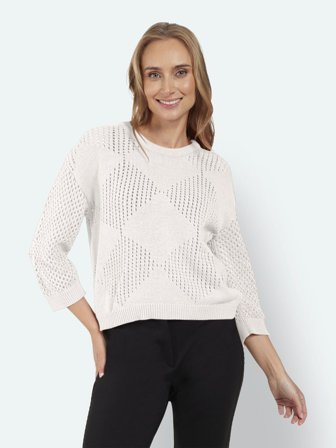 SIGNATURE - 3/4 Ærmet Strik - Råhvid