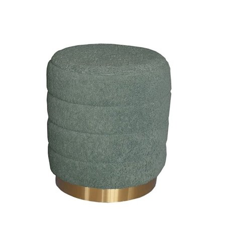 Mintunvihreä boucle-jakkara, MDF-runko, kultaiset jalat, 40x40x45 cm
