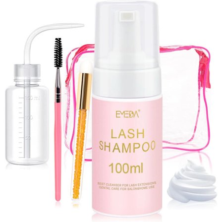 100 ml ögonfransschampo med borste och sköljflaska djuprengöring