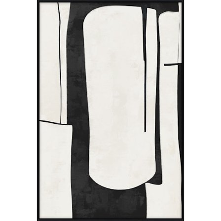 Lærredskunst med sort ramme, 120x80cm, sort/beige