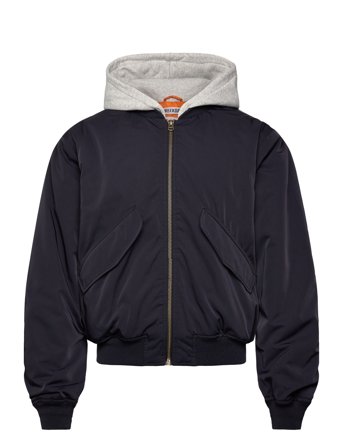 Weekday Loose Hooded Bomber Jacket - Navy - XL