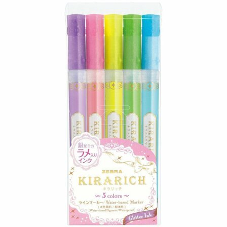 Zebra Kirarich Glitter Highlighter 5-set
