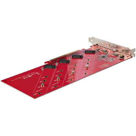 StarTech Quad M.2 PCIe Adapter Card, x16 Quad NVMe or AHCI M.2 SSD to PCI Express 4.0, Up to 7.8GBps/Drive, For 2242/2260/2280/22110mm PCIe M-Key M2