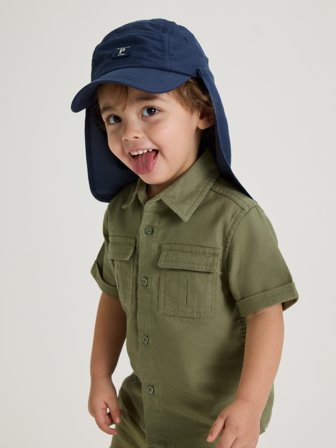 UV-caps med nakkebeskyttelse - 48 - barneklær - blue - Polarn O. Pyret