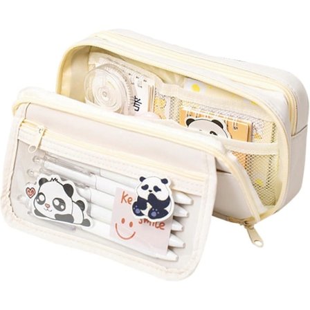 Stor Pennfodral med Stor Kapacitet, Speciellt Pennfodral för Flickor med 4 Fack, Vattentätt Transparent Pennfodral, Pennfodral Stor Kapacitet, 