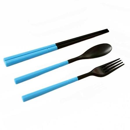 Miljövänlig Bärbar Vikbar Utomhus Resebestick Set med Fack (blå) Blue