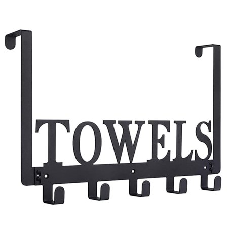 Over The Door Hooks, Heavy-Duty Over Door Hanger - 5 Hooks, Aftagelig vægmonteret håndklædeholder Hanger(Sort)
