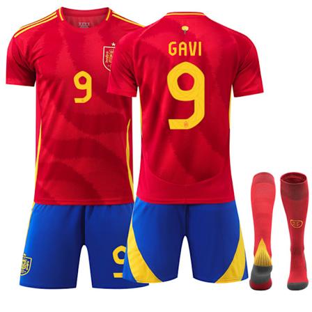 2024 UEFA EURO børnetrøje sæt Spanien Hjem Nr. 9 Gavi Kids 26(140-150cm)