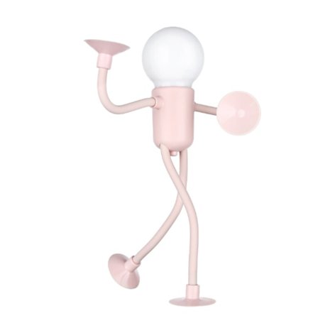 Söt Glödlampa Man Barnlampa - Föränderlig Form Glödlampa Man med Sugkopp, Knappbatteri Bordlampa, Kreativ Gåva Rolig och Kul