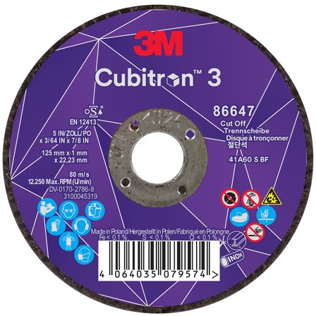 3M Cubitron 3 Kappeskive 22,23 mmx125 mm, Maskintilbehør & forbruk