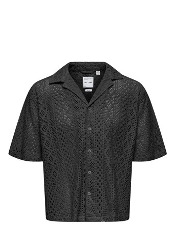 ONLY & SONS Onsnovak Rlx Resort Ss Lace Shirt - Black - M