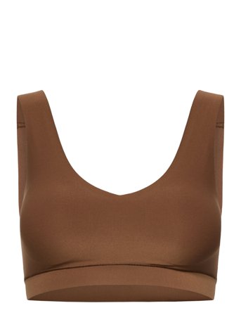 CHANTELLE Soft Stretch V-Neck Padded Top - Brown - M/L