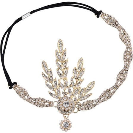 Art Deco 1920-tals Flapper Great Gatsby-inspirerad Lövmedaljong, ZQKLA