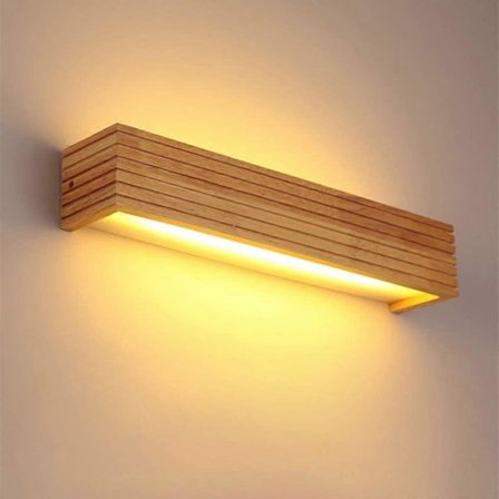 LED Vägglampa Inomhusbelysning Trävägglampa Varmt Ljus Lampa (35cm, varmt ljus)