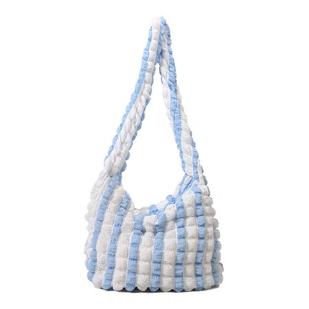 Quiltad plisserad Cloud Bags Crossboby Axelväska BLÅ