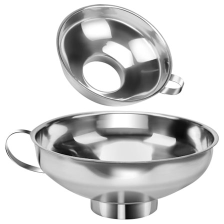 2 stk. Syltetraktsett Rustfritt stål Trakt Mason Jar Trakt med Håndtak, Metall Bredmunnet Krukketrakt