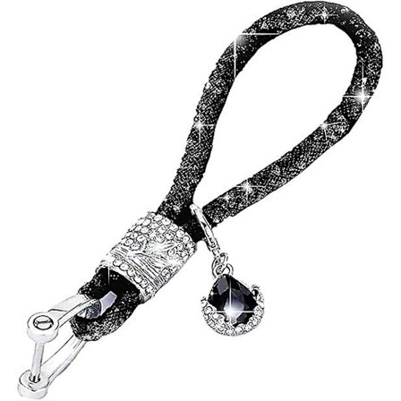 Sort krystal nøgleringe til kvinder Glitter Rhinestone nøgleringstropper med charms nøglering tilbehør bilnøgleindretning w