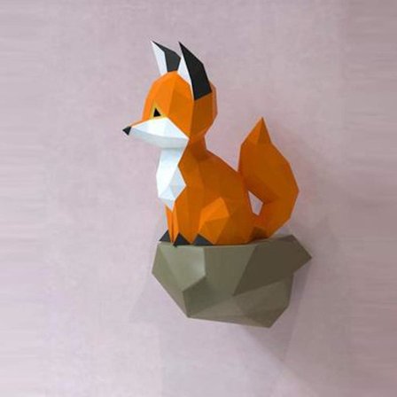 1 kpl Origami-seinäkoriste DIY-seinäpaperi Trophy DIY Papercraft