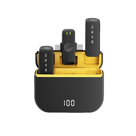 Gul Warehouse To-i-en Trådløs Mikrofon H61 [Støjreduktion + Reverb + Lydløs] Kompatibel med iPhone og Type-C