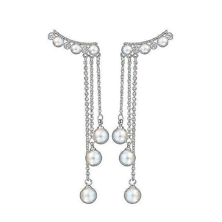 Långa koreanska stilar med fransar, pärlörhängen, vilda örhängen, långa pärlörhängen