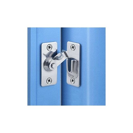 -90 graders skyvedørslås, rustfritt stål rett vinkel, sikkerhetsvinkellås dør sammenleggbar spenne for skyvedør sølv,