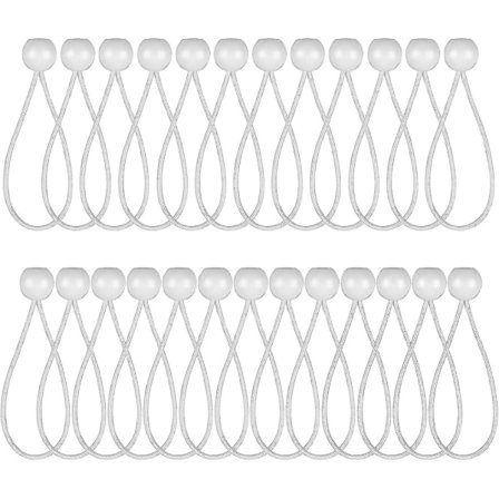 Valkoiset Bungee-pallot 25 kappaletta 6 tuumaa, pallo Bungees-naru, bungee-telttakatospeitekiinnitysnaru, bungee-narutelttavivut paviljongeille 