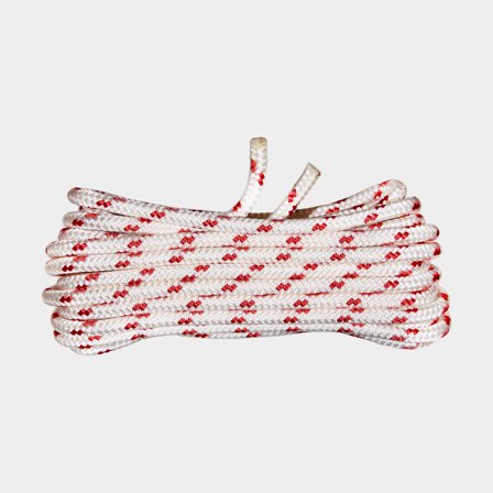 Skødeline uden sjækkel NOCK Möja, polyester-kerne, 24-flettet polyester-kappe, hvid/rød, 20 meter x Ø10 mm