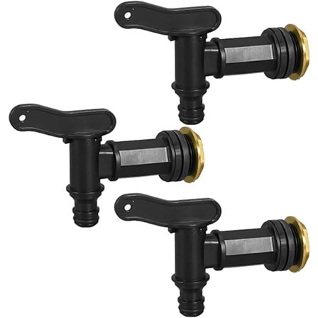 Plastikspandhane Regnvandsopsamler, 3 Stykker Plastikspandhane, Regnvandstankhane kompatibel med Have, Hjem, Industri (Sort)