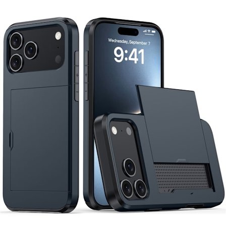 SKALO iPhone 17 Pro Armor Korttikotelo Suojakuori - Sininen