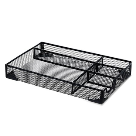 Kontorskrivebordsskuffeopbevaring metalnetskuffe, 5 gitter stort rum, multifunktions skrivebordsopbevaringsboks til skolebrug