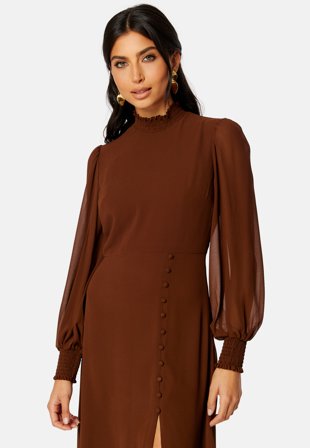 FOREVER NEW Sasha High Neck Midi Dress Rich Cinnamon Klær