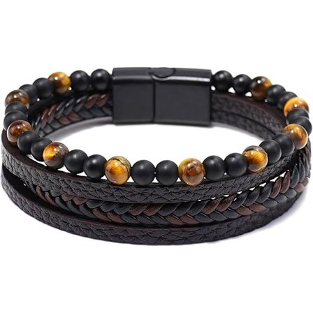 Herrarmband Läder Flerskikts Armband För Män Flätade Pärlor Armband Armband