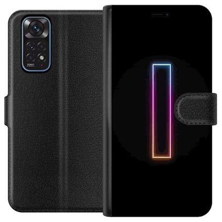 Kompatibel Tegnebogsetui til Xiaomi Xiaomi Redmi Note 11 Minimalistisk neonbogstav I i regnbuefarver mod mørk baggrund