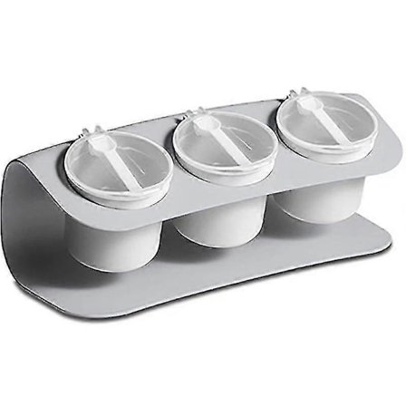 Krydderoppbevaringsboks med lokk for husholdningen, kjøkkenredskaper, krydderkrukke, sett med salt- og sukkerlagringsbokser (1 stk, grå)