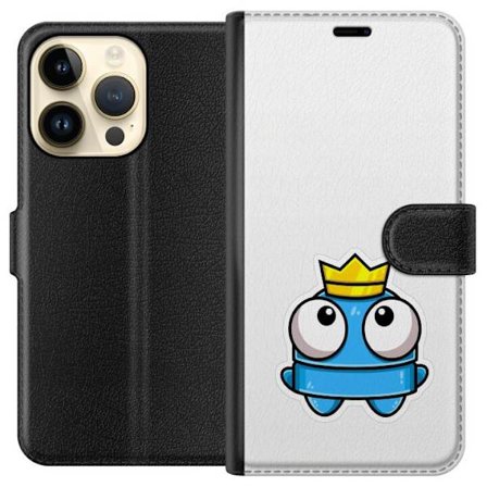 Kompatibelt Lommeboketui til Apple Apple iPhone 15 Pro Blå tegneseriefigur med krone og store øyne i leken kongelig stil