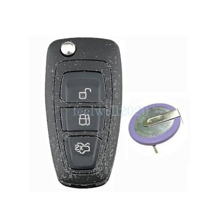 Flip fjernbetjenings nøglehus + genopladeligt VL2020 batteri til Ford Transit Custom