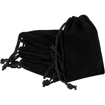 10 stk. svarte smykkeposer med snøring i fløyel, smykkevesker i liten størrelse for smykker, ID-kort, passpakning (7 * 9 cm)