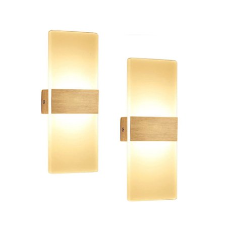 2 Pcs Wall Light Indoor 12w Led Acrylic Hallway Lighting, Warm White