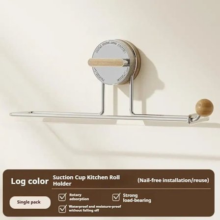 Borefri Sugekop-Holder til Køkkenrulle | Uden Boring – Monteringsfri Papirrulleholder | Til Håndklæder, Plastfolie & Toiletpapir_TF_TF