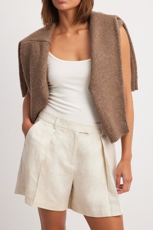 NA-KD Shorts i lin med vida ben - Linnekläder - Beige - EU 42