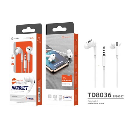 2 Typer Av Passform/White Earphones 3,5 mm Plug-in-ear/Classic in-ear