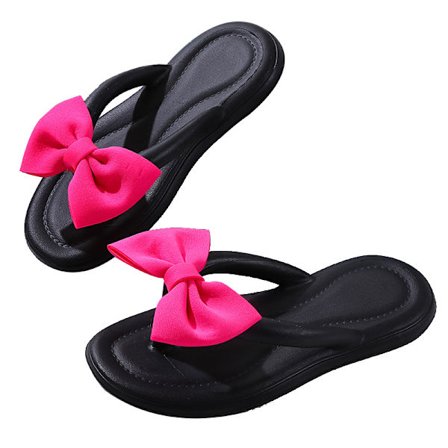 Dames Bow Pillow Flip Flops, Super Bløde Anti-Skrid Sikkerhedssandaler