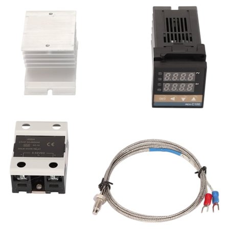 Digitaalinen PID-termostaatti tarkka lämpötilan säädin K-tyyppisellä lämpöparilla jäähdytyselementti puolijohde-rele maatilalle 100‐240V 40A